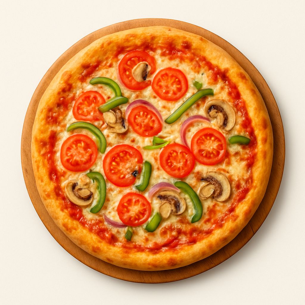 Photo of a great pizza with toppings